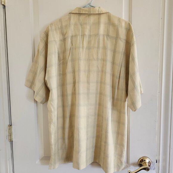 Tommy Bahama Men’s Sz L Yellow Plaid Hawaiian Silk Short Sleeve Button Up Shirt - Picture 8 of 8